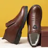 Botas de Algodón de Invierno Nuevas de Cuero Impermeables Más Terciopelo Engrosadas Zapatos de Algodón para Hombre Pierna Única Antideslizantes Resistentes al Desgaste Zapatos de Algodón para Papá