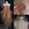 Tejido de organza de alta densidad de dos colores, malla degradada, brillo translúcido, caída, falda esponjosa, tejido para diseñador de ropa