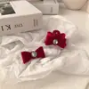 Grampo de Cabelo Presilha Laço Strass Vintage Menina Red Velvet Presilha Doce Para Franja Pequena Presilha Estilo Japonês e Coreano