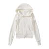 Estilo Chica Americana Sexy Otoño Nuevo Retro Cintura Alta Slim Sudadera Cárdigan con Capucha de Manga Larga con Cremallera Moda de Mujer