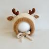 Gorro de felpa con astas para otoño e invierno, bonito gorro de lana para bebés, para niños y niñas, cálido y combinable, con protección para las orejas para niños.