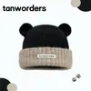 Chapéu de tricô oversized com orelhas de urso, novo estilo 2026 para mulheres, quente para outono e inverno, versátil, afina o rosto, moderno