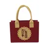 Regalos de Boda Estilo Chino: Nuestra Familia Tiene Buenas Noticias - Bolsa de Fieltro con Palabras Felices, Caja de Regalo de Dulces para Boda, Bolsa Tote Roja, Bolsa de Fieltro