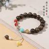 Nuevo estilo chino, moda nacional, estilo antiguo, hada de nicho, luz de lujo, fresco, elegante, colgante de loto de jade, pulsera de madera de agar de ágata gris
