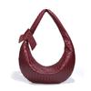 Nova bolsa feminina croissant artesanal tecido europeu e americano moda vintage bolinho bolsa de mão padrão bola bolsa de ombro