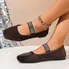 Zapatos Planos Cuadrados de Gamuza con Pedrería de Moda para Mujer, Cómodos Zapatos Casuales de Suela Suave, Nuevo Modelo 2026