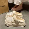 Zuecos Gruesos para Mujer que Aumentan la Altura 6.5cm, Sandalias Versátiles Florales de EVA para Exterior de Verano, Playa, Cerradas