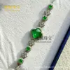 Set de Pulsera de Trébol de Cuatro Hojas de Calcedonia Imperial Verde al por Mayor para Mujer, Lujo Plateado con Incrustaciones, Nicho, Lujo Ligero, Suministro en Vivo