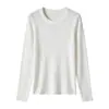 Camiseta Base de Seda y Lana Otoño/Invierno para Mujer 2026 Nueva Simple Versátil Tejido de Punto Corte Ajustado Suave Cuello Redondo