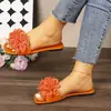 Chinelos Quadrados com Bico Quadrado e Estampa Floral de Novo Estilo para Mulheres, Sandálias de Praia Leves e Modernas para o Dia a Dia Wish