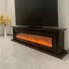 Móvel de TV com Lareira Estilo Francês 1.8/2.2/ 2.4m Feito de Madeira Maciça para Uso Doméstico na Sala de Estar com Decoração de Chama Simulada e Aquecimento Elétrico