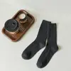 Calcetines de punto holgados dulces de invierno para mujer, estilo japonés, calcetines de lana suave acanalados de color sólido grueso, calcetines cálidos de media pantorrilla, que no sueltan pelusa