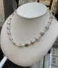 Collar de Perlas Plateadas de Agua Dulce Natural para Mujer, Diseño Original, Gargantilla de Perlas Irregulares Barrocas, Cadena para Clavícula
