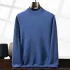 Nova coleção outono e inverno: suéter masculino de cashmere, cor sólida, gola alta discreta, suéter de lã, adequado para uso profissional, tamanhos grandes, pode ser usado como camada base