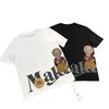 Nova Camiseta Masculina de Manga Curta Verão 2022 Personalizada Cabeça Letra Grande Estampada Pintura a Óleo Top Fashionável Tendência Solta