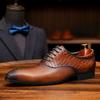 Zapatos de hombre de cuero genuino con patrón de cocodrilo estilo británico casual de negocios zapatos de cuero calzado formal para hombre punta fina boda novio zapatos Mengke moda