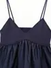 Comércio Exterior Transfronteiriço Amazon Roupas Femininas Outono 2025 Novo Moda Europeia e Americana Blusa Patchwork com Alças para Mulheres Textura de Cetim de Seda