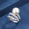 2024 Novo Anel Huabi Joias Cobre Banhado a Ouro Pérola Personalidade Elegante Feminino Anel 12mm Atacado