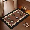 Alfombra de baño de lino tejido con puerta para lavabo, alfombra de cocina antideslizante, alfombra de suelo absorbente de secado rápido para el hogar, vintage.
