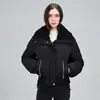 Moda versátil de algodão para o inverno de 2026, design simples de lapela, estilo coreano, corte solto, jaqueta de algodão quente feminina