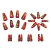 Uñas Postizas Portables Bendición de Año Nuevo Dragón Dorado Ascendente Uñas Postizas Portables Linterna Roja Flor de Lingote Uñas Estilo Ballet