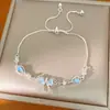 Pulseira Retrátil Laço com Zircônia Azul, Pulseira de Nicho de Luxo Leve, Joias de Moda Versáteis Estilosas para o Dia a Dia Atacado