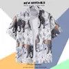 Camisa Floral Tailandesa de Playa para Hombre de Manga Corta Ins Guapo Verano Estilo Hong Kong Retro Hawaiana Seda de Hielo Camisa de Playa Moderna