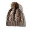 Gorro de cachemira para mujer, otoño e invierno, tejido engrosado, color sólido, bola de lana de moda, gorro de punto de lana, 2024