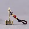 Llavero Colgante Creativo de Martillo Pequeño de Latón Retro con Accesorios de Cuerda Trenzada Hecha a Mano