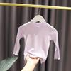 Camiseta Base para Niña para Primavera y Otoño 2026, Camiseta de Manga Larga Lisa con Borde de Volantes Elegante para Niños, Top para Niña Pequeña