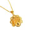 Colgante de flor de pavo real con pantalla abierta de oro y arena de Vietnam, colgante para clavícula femenina, joyería chapada en oro de 24 quilates, joyería de oro de imitación