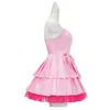 Disfraz de Halloween, atuendo de cosplay rojo sangre para escenario, vestido rosa sin tirantes Mizi, traje de escenario estilo anime