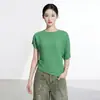 Camiseta Miyake para Mulheres, Venda Direta da Fábrica, Fornecimento Coreano Dongdaemun, Novo Estilo de Verão, Caimento Solto, Top Plissado Emagrecedor