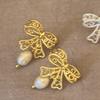 Aretes de Moño con Pin de Plata Galvanizado en Oro Real con Perlas Aretes Elegantes Elegantes Elegantes de Lujo Ligero Aretes de Moda Personalizados Vintage