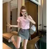 Camiseta de manga corta reductora de edad para mujer 2026 nuevo verano diseño de osito 3D sentido rosa hombro normal top corto estilo chica caliente