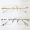 Lh999 Sin Marco Miopía Presbicia Edición de Negocios Borde Cortado Espejo Plano Montura de Aleación Retro Gafas Punto Mismo Estilo