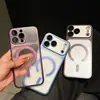 Funda magnética electrochapada esmerilada para teléfono móvil Apple 17 16 14, cubierta protectora de lente todo incluido 13 15, agujeros finos