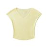2024 Principios de Primavera Hielo Cuello en V Tejido Camisa Pequeña para Mujer Verano Manga Feifei Ajustado Manga Corta Top Delgado Ajustado Interior