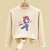 Roupa de baixo infantil com forro de fleece para outono e inverno 2026, novo estilo, blusa infantil de gola alta curta, camiseta de manga comprida para usar em camadas no outono e inverno
