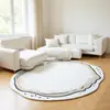 Tapete Abstrato Estilo Wabi-Sabi com Linhas e Formato de Nuvem, Irregular para Sala de Estar e Mesa de Centro, Tuftado à Mão, Personalizável