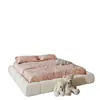 Cama Minimalista Moderna para Habitación de Niñas, Cama Baja Puff Crema, Cama de Piso, Cama de Piso, Cama Estilo Princesa Celebridad de Internet