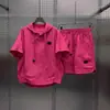 Conjunto de Dos Piezas para Hombre: Sudadera con Capucha Deportiva Fina de Marca de Moda, Mangas Cortas y Shorts, Traje Casual Holgado de Moda