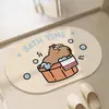 Alfombrilla absorbente de tierra de diatomeas dura de dibujos animados personalizada, alfombrilla de pie de secado rápido para baño, alfombrilla de pie antideslizante para entrada de baño y inodoro