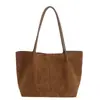 Bolso de mano de ante estilo clásico simple para mujer, bolso con textura esmerilada, gran capacidad, bolso de mano, bolso de hombro