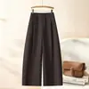 Pantalones militares de pierna curva de estilo explosivo popular este año para mujer otoño 2026 nuevos de cintura alta estilo old money pantalones rectos de pierna ancha