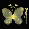Asas de Borboleta Brilhantes com Luzes, Saias para Meninas, Varinhas de Fada Decorativas, Presentes para Crianças, Brinquedos, Conjunto de Três Peças de Roupa para Feira
