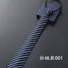 Gravata Formal de Negócios Masculina com Zíper Noivo Casamento Listra Azul Preto Puxar Fácil 8cm cm