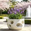 Floreira GFRC criativa tipo bacia rasa ultrafina para paisagismo quadrado, vaso de flor de formato irregular para complexos comerciais, floreira de concreto