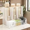 Estante de almacenamiento para tazas de té con leche y tazas de café, estante de drenaje con rejilla multicapa y compartimentos para bolsitas de té, cápsulas de café y exhibición de vajilla