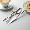 Juego de Cuchillo, Tenedor y Cuchara de Acero Inoxidable 430 Mate Transfronterizo, Cuchillo y Tenedor para Bistec Estilo Industrial, Cuchara para Postre, Vajilla Occidental Estilo Americano al por Mayor